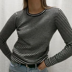 Everlane Cashmere Crew Black/White Striped